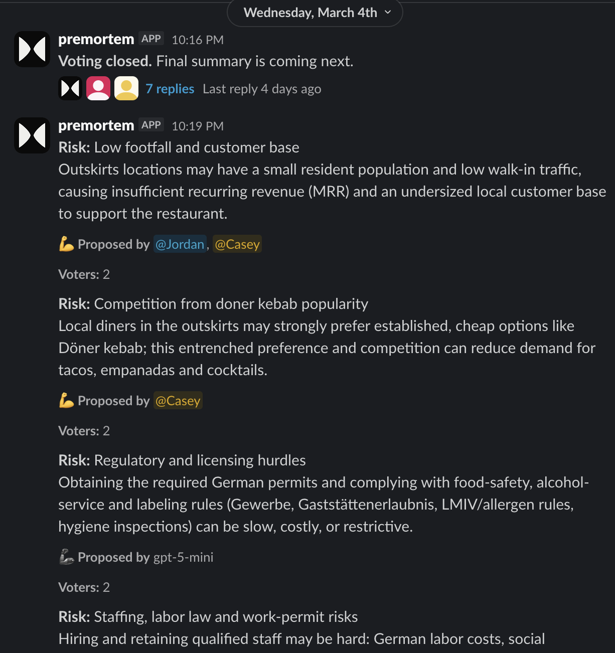 Voting closed summary in Slack